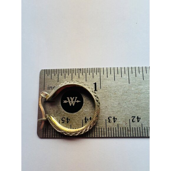 Vintage Estate Sterling Silver 925 Diamond-Cut Textured Hoop Earrings 3.41g - Picture 9 of 12